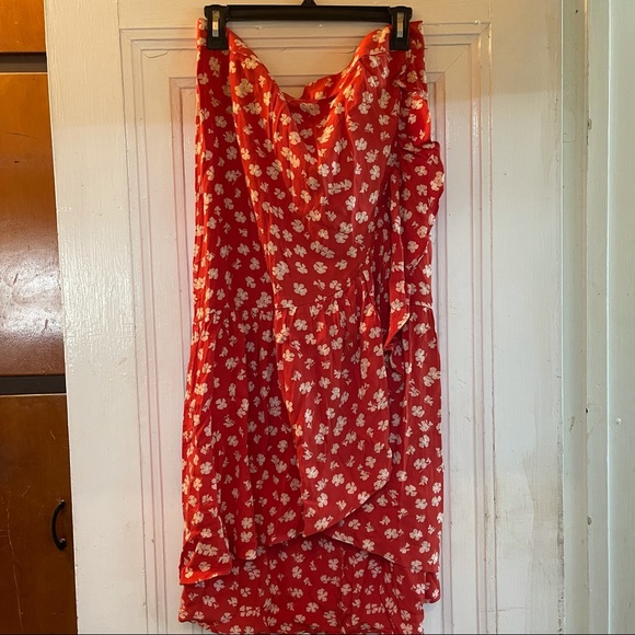 Madewell Ruffle-Wrap Midi Skirt in Happy Hibiscus - Picture 1 of 4